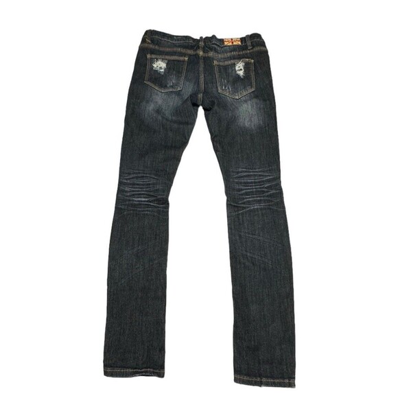 MACHINE POUR NEUF MODE Jeans Distressed Destructed Stretch‎ Size 11 Juniors - Picture 3 of 13